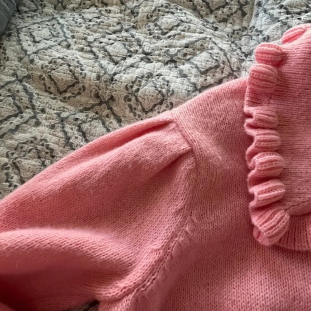 Pink Knit Cardigan Crocheted Strawberry Buttons Sz L/XL Coquette Twee Valentine - Picture 8 of 15